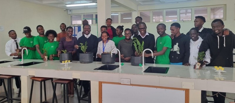 The Go green Club gifting ornamental plants to the Chemistry laboratory